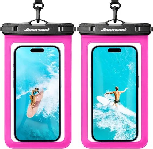 Miniatura 20 de Hiearcool Bolsa impermeable para teléfono, funda impermeable para teléfono con cordón cruzado compatible con iPhone 17, 16, 15, 14, 13 Pro Max de 2