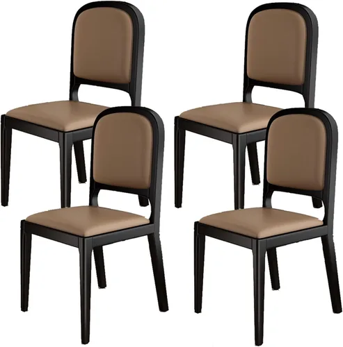 Miniatura 37 de Leather Seat Dining Room Chair with Back, Wooden Dining Chairs Set Kitchen Chair, Dining Room Chairs Armless Seat for Kitchen Living Room Black+khaki