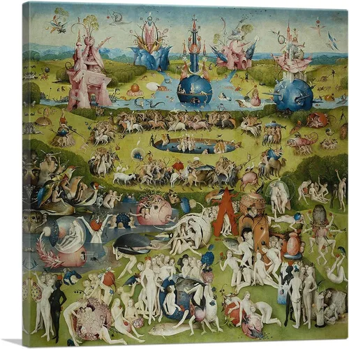 ARTCANVAS Hieronymus Bosch - Lienzo decorativo con panel central 1515, diseño de The Garden of Earthly Delights, 12 x 12 pulgadas (1.50 pulgadas de