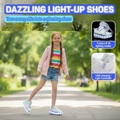 Miniatura 5 de Zapatos para niños con ruedas - 4 en 1 Zapatos con ruedas iluminados con luces LED recargables por USB para regalos de Navidad y escuela