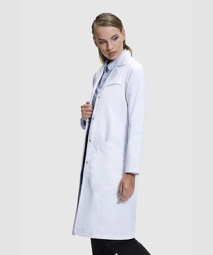 Miniatura 3 de Dr. James Abrigo de laboratorio para mujer, múltiples bolsillos, ajuste clásico, blanco, 37 pulgadas de largo