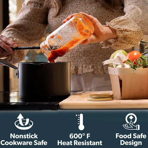 Miniatura 6 de DI ORO Espátulas de Silicona para Frascos para Raspar - Espátulas de Goma de Silicona Resistentes al Calor - Espátulas de Cocina Seguras para Negro
