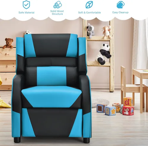 Miniatura 8 de ARLIME Silla reclinable para niños, de piel sintética, con reposapiés, reposabrazos, reposacabezas y soporte lumbar, sofá ajustable