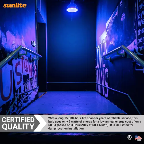 Miniatura 5 de Sunlite Foco UV LED A19 de luz negra, 7 W (equivalente a 60 W), base E26 media, no regulable, longitud de onda de 390-405 nm, ideal para decoración