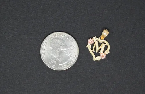Miniatura 2 de Colgante de corazón de dos tonos de 10 quilates para mujer en oro amarillo y rosa
