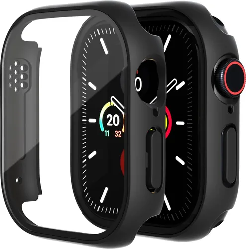 Miniatura 15 de Paquete de 2 fundas de vidrio templado compatibles con Apple Watch, protector de pantalla de policarbonato duro, protección general ligera contra
