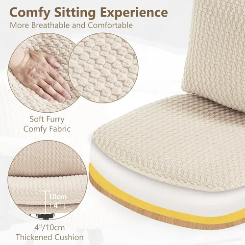 Miniatura 8 de Fizzin Silla cruzada sin brazos, con ruedas cruzadas, asiento de espuma viscoelástica con cojín de respaldo abatible, silla giratoria de respaldo