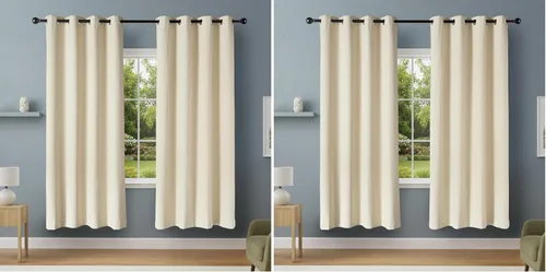 Miniatura 9 de Amazon Basics Cortinas 100% opacas con ojales, 2 paneles, 52 x 84 pulgadas, beige