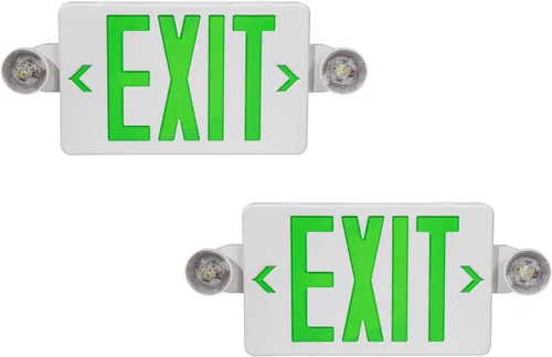 GZRUIYANG Señal de salida con luces de emergencia verde, luz LED de salida de emergencia con batería de respaldo, certificado UL 924, CA 120/277V,