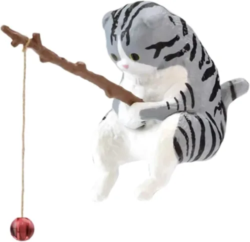 Miniatura 9 de Yuly Pescado Paisajismo Pesca Adornos de Gato Mini Estatua de Resina de Dibujos Animados Gato Estatua para el Hogar Oficina Acuario