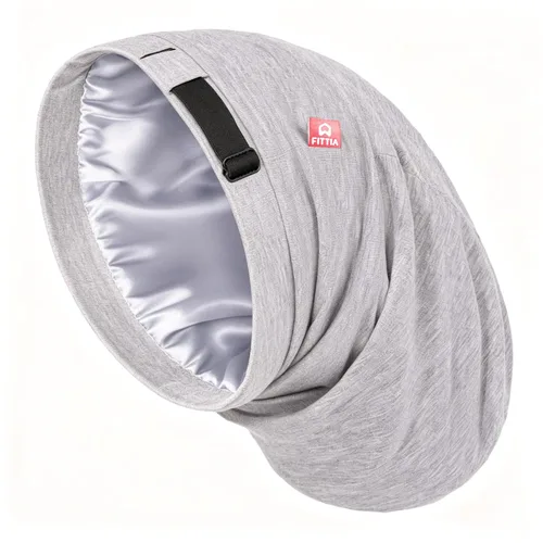 Miniatura 11 de Fittia Cofia de satén para dormir, sedosa sin encrespamiento para el cuidado de rizos, correa ajustable para no deslizarse, gorra para trenzas