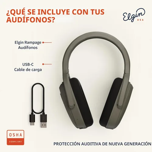 Miniatura 5 de Elgin Rampage - Auriculares Bluetooth de protección auditiva, compatibles con OSHA, 25 dB NRR, micrófono de aislamiento de ruido, batería de más