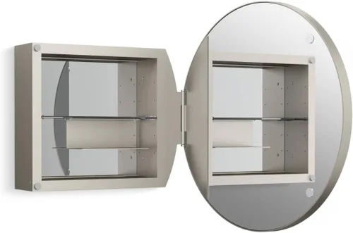 Miniatura 13 de Kohler 35573-BNL Verdera® - Espejo de gabinete de medicina enmarcado, diseño cápsula, interior espejado, gabinete de baño, estantes de vidrio