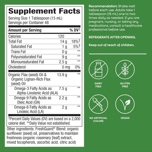 Miniatura 6 de Nature's Way Aceite de Linaza Orgánico Super Lignan, Prensado en Frío y Sin Refinar, 24 Fl Oz