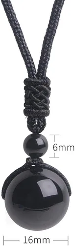 Miniatura 7 de iSTONE Collar unisex con colgante de cuentas redondas con cordón de nailon ajustable de 24.8in