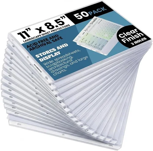 Miniatura 7 de Performore Paquete de 100 Protectores de Hojas Horizontales Fundas Transparentes de Carga Superior de 11×8.5" Perforadas con 3 Agujeros, Libres