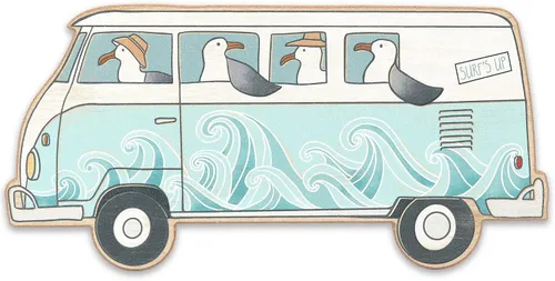 Miniatura 3 de Open Road Brands Happier Than a Seagull with a French Fry Wood Wall Decor – Lindo cartel inspirador con tema de playa