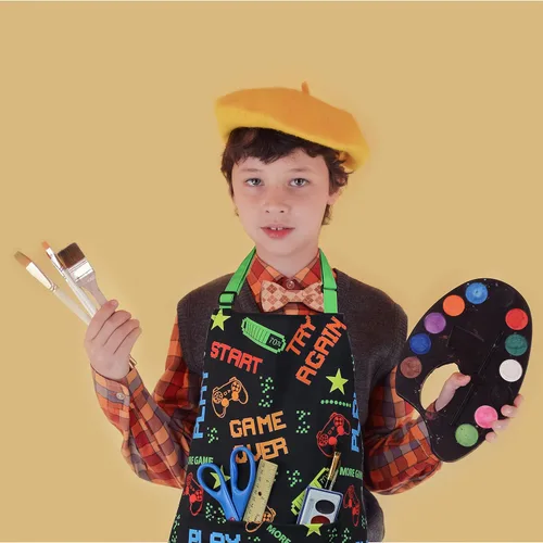 Miniatura 4 de Delantal para niños - cocina, jardinería, artista, pintura, limpieza, horneado, cerámica, chef, cocina, regalo para niños, niñas Gaming
