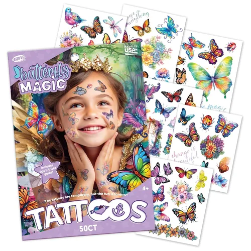 Miniatura 10 de Savvi - 50 tatuajes temporales Mighty Dino: brilla en la oscuridad, tinta segura para la piel, ideal para fiestas de cumpleaños, regalos para niños