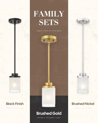 Miniatura 6 de TENGXIN Lámpara Colgante Moderna para Isla de Cocina, Accesorio de Lámpara de Techo Colgante de Oro Cepillado, Iluminación Colgante de Estilo Granja