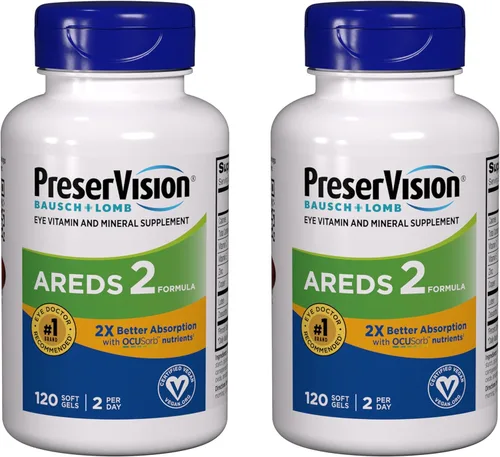 PreserVision AREDS 2 Suplemento vitamínico y mineral para ojos con OCUSorb, 120 geles suaves veganos, contiene luteína, zeaxantina, vitamina C,