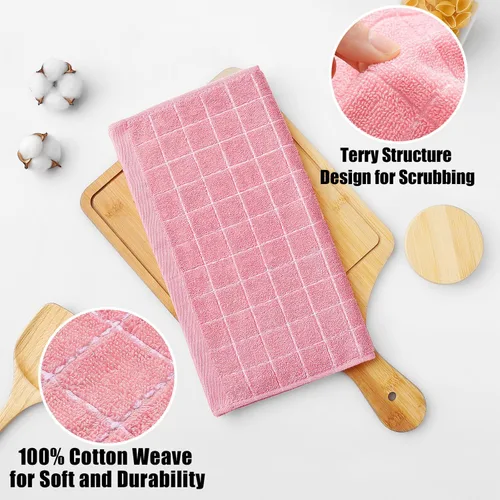 Miniatura 2 de Homaxy - Paquete de 6 paños de cocina de tela de toalla, 100 % algodón, ultrasuaves y absorbentes, trapos perfectos para la cocina, secar y lavar