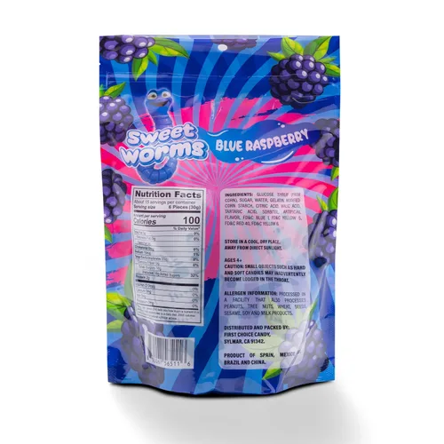 Miniatura 2 de FirstChoiceCandy Gusanos de gomita agridulce, varios sabores y colores sólidos (1 libra, frambuesa azul)