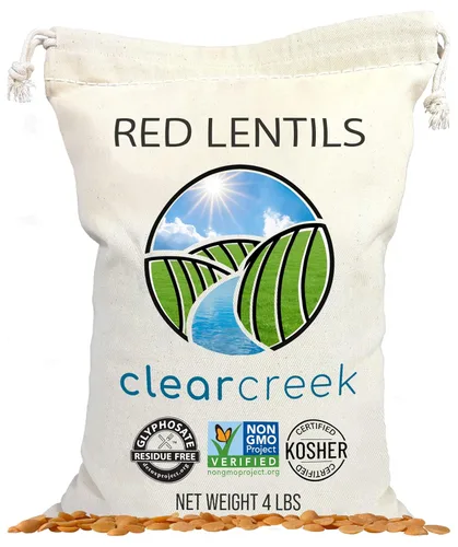 CLEAR CREEK Lentejas Rojas Certificadas Sin Residuos de Glifosato | 4 LB | Sin OGM | Kosher | Veganas