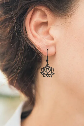 Miniatura 4 de Pendientes colgantes de acero inoxidable con flor de loto
