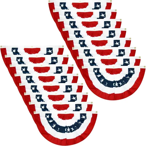 EBaokuup 16 banderas patrióticas plisadas de Estados Unidos, de 3 x 1.5 pies, bandera de Estados Unidos, bandera patriótica, banderines de estrellas