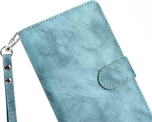 Miniatura 7 de Funda tipo cartera compatible con iPhone 11, piel sintética azul de 6.1 pulgadas, PC, funda delgada de TPU con 9 ranuras para tarjetas, bolsillo