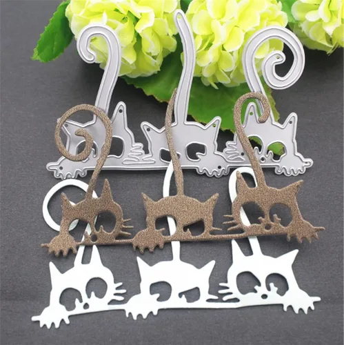 Miniatura 3 de Mvchifay Troqueles de corte de animales y gatos para hacer tarjetas, troquelados de metal, herramienta de álbumes de recortes, plantilla
