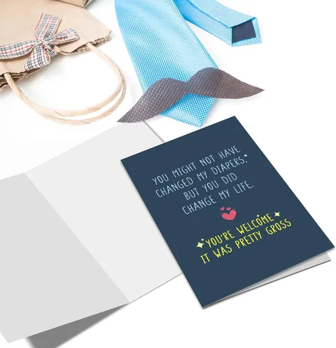 Miniatura 5 de Nchigedy Divertida tarjeta de cumpleaños de hijastros, tarjeta humorística del día del padre para padrastro, tarjetas del día de la madre