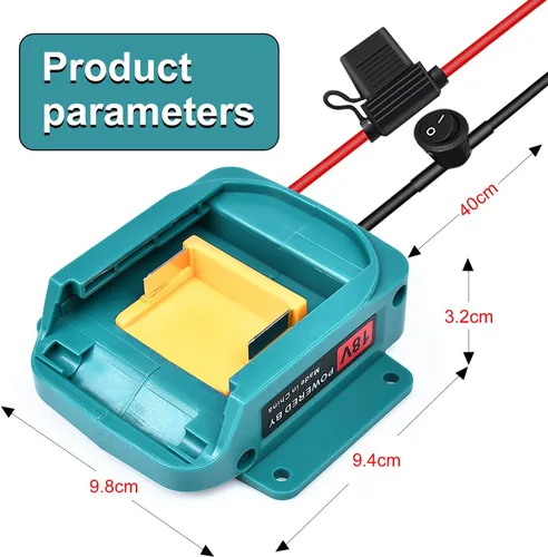 Miniatura 7 de QSDXNYDC Adaptador de batería de rueda eléctrica para Makita 18V LXT batería con fusible e interruptor conector 14 AWG para BL1850B, BL1860B, Azul