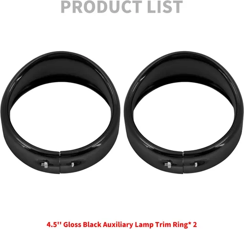 Miniatura 5 de Luz antiniebla de motocicleta de 11.4 cm con anillo de estilo visera, luz de paso auxiliar de 4 1/2", lámpara con bisel compatible con Harley Brillo