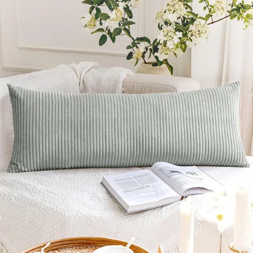 Miniatura 29 de Artscope Fundas de Almohada de Pana a Rayas Acogedoras Súper Suaves Decorativas Cuadradas Fundas de Cojín para Sofá Sillón Dormitorio Decoración