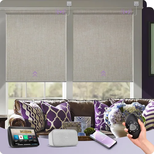 Miniatura 11 de Graywind Persiana enrollable motorizada funciona con Alexa Google, persianas inteligentes 100% opacas recargables con control remoto de motor