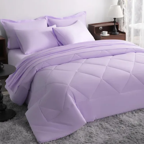 Miniatura 32 de NTBAY Juego de edredón Twin con sábanas, juego de ropa de cama Twin suave y transpirable de 5 piezas, cama Twin en una bolsa, juego de edredón Gris
