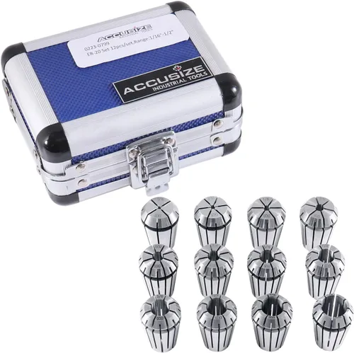 Miniatura 5 de Accusize Industrial Tools Juego de 12 pinzas Er-20, tamaño de 1/16 pulgadas hasta 1/2 pulgadas en caja de aluminio fuerte ajustada, 0223-0799
