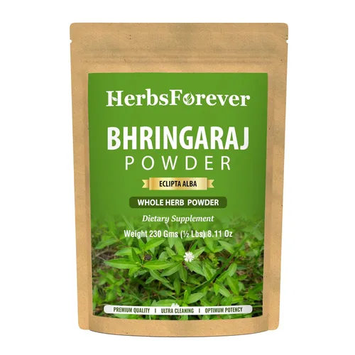 HerbsForever Bhringaraj Polvo – Eclipta Alba – Hierba para el cuidado del cabello – Acondicionador natural para el cabello – Nutre los folículos