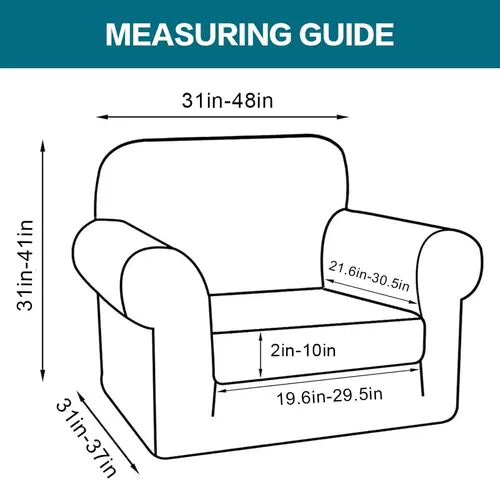 Miniatura 2 de Turquoize 2 fundas para sillas de sala de estar, funda de sofá con fundas de cojín individuales, funda de muebles para sillas (silla, beige biscotti)