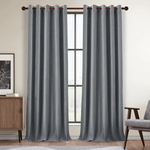 Miniatura 61 de DONREN Cortinas opacas de lino con aislamiento térmico de 52 x 95 pulgadas, cortinas de oscurecimiento de habitación con ojales para dormitorio