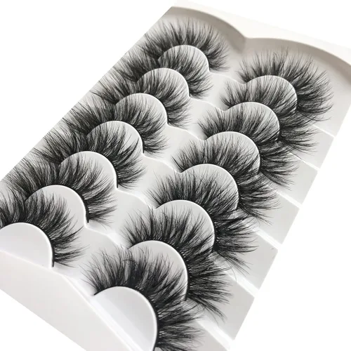 Miniatura 668 de Pooplunch - Pestañas postizas finas de visón sintético, estilo ojo de gato, naturales, cruzadas, tipo racimo, efecto 8D de volumen, tiras