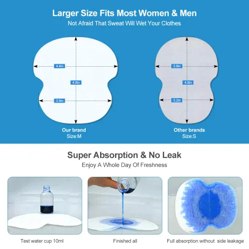 Miniatura 2 de Almohadillas de sudor para axilas, almohadillas para sudar axilas para mujeres y hombres 【100 paquetes】, Escudo de sudor premium para luchar contra
