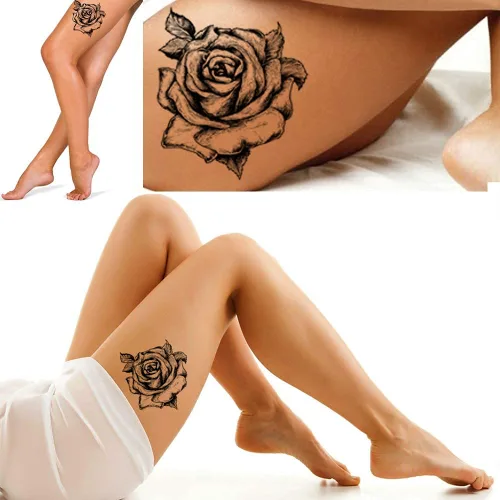 Miniatura 8 de Pegar en flores rosas flora flores adulto tatuaje temporal transferencia femenino cuerpo arte transferencias mujeres realista impermeable flora