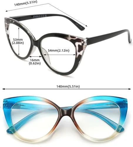 Miniatura 3 de Gafas de lectura para mujer, paquete de 4 unidades, filtro de bloqueo de luz azul, UV, de gran tamaño, elegante lector de bisagra de resorte, 4 4