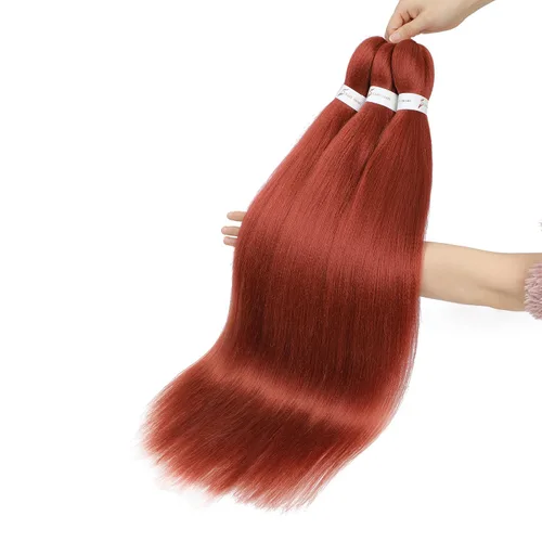 Miniatura 4 de Ginger Braiding Hair Pre Stretched #350 Easy Braids Yaki Texture Professional Synthetic Braiding Hair 30 Inches Hot Water Setting for Box Crochet