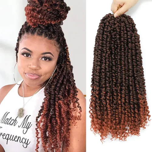 Miniatura 22 de Cabello Passion Twist de 12 pulgadas, 8 paquetes, cabello de ganchillo pretrenzado para mujeres negras, cabello rizado de ganchillo preenlazado, 1b#
