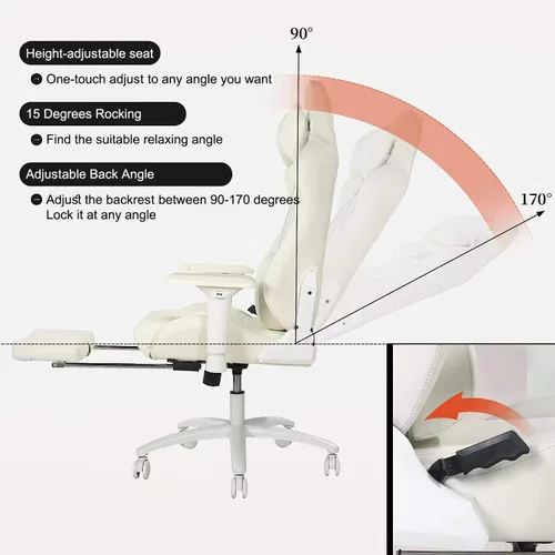 Miniatura 6 de Silla de juegos, sillas de oficina para el hogar, silla de oficina ergonómica con reposapiés y soporte lumbar, sillas de juegos para adultos, silla