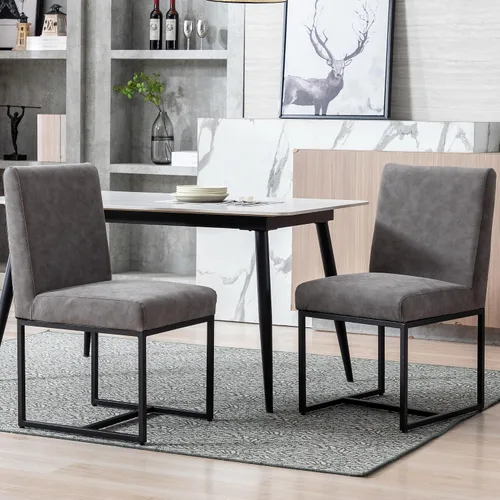 Miniatura 22 de BESTANO Sillas De Comedor - Juego de 2 sillas de comedor modernas negras tapizadas de piel sintética para cocina y comedor con marco de metal negro
